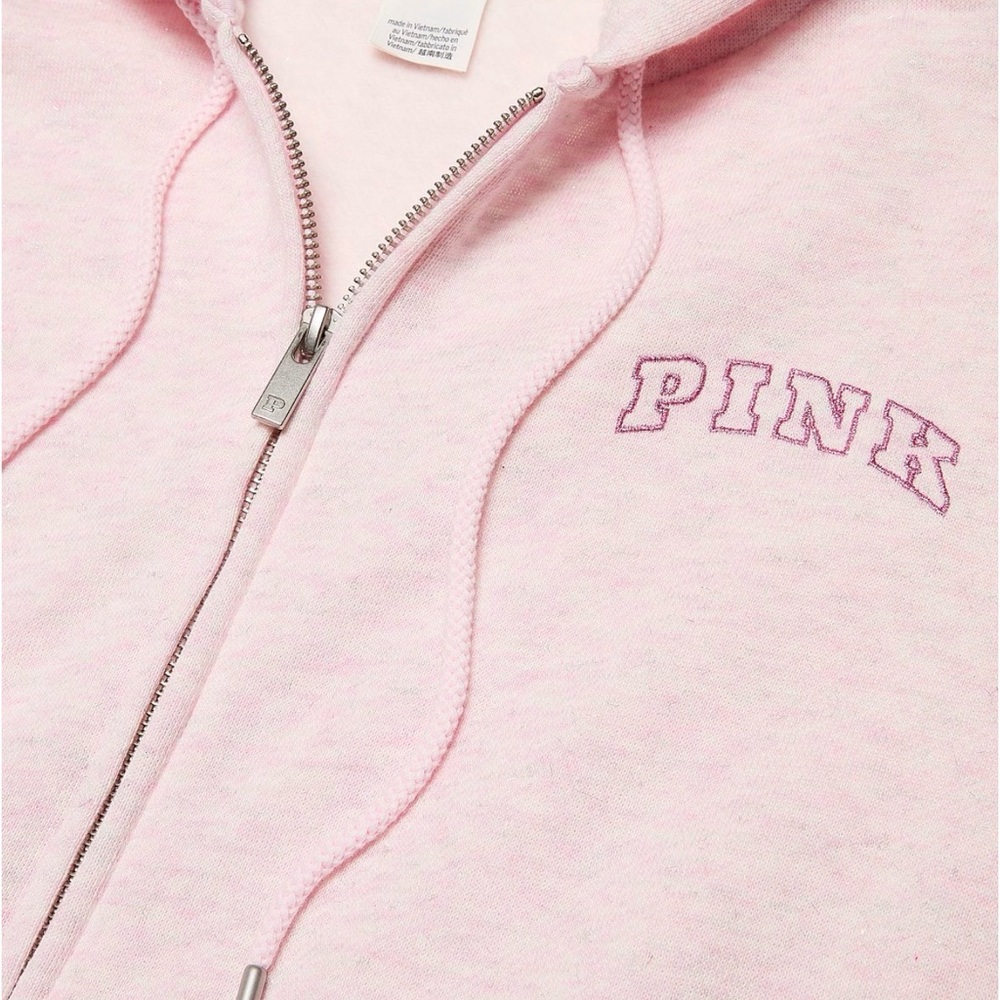 PINK Campus Fleece Full-Zip Hoodie-Pink Petal XXL - Picture 2 of 3